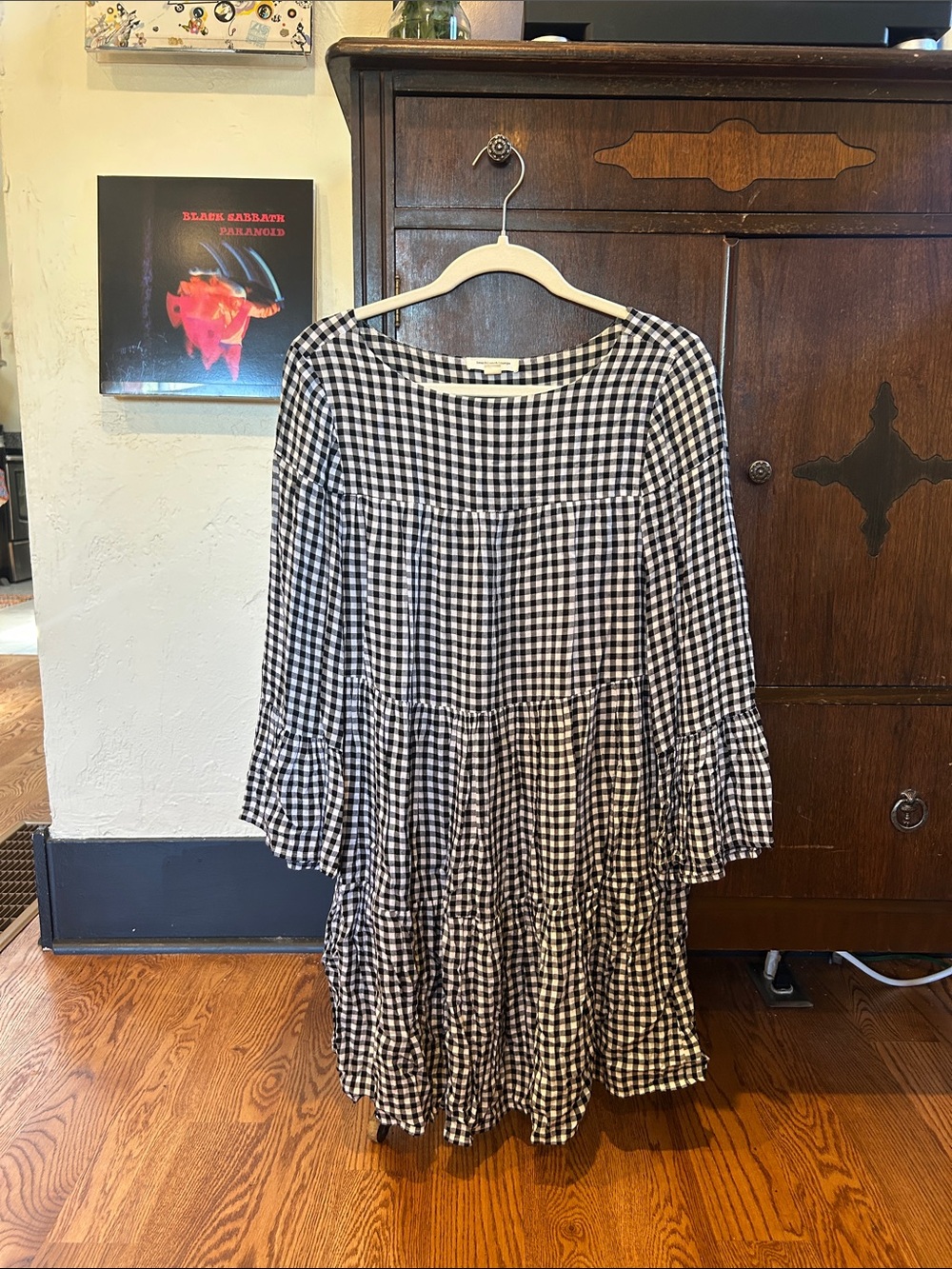 beachlunchlounge Black and White Gingham Tiered Dress